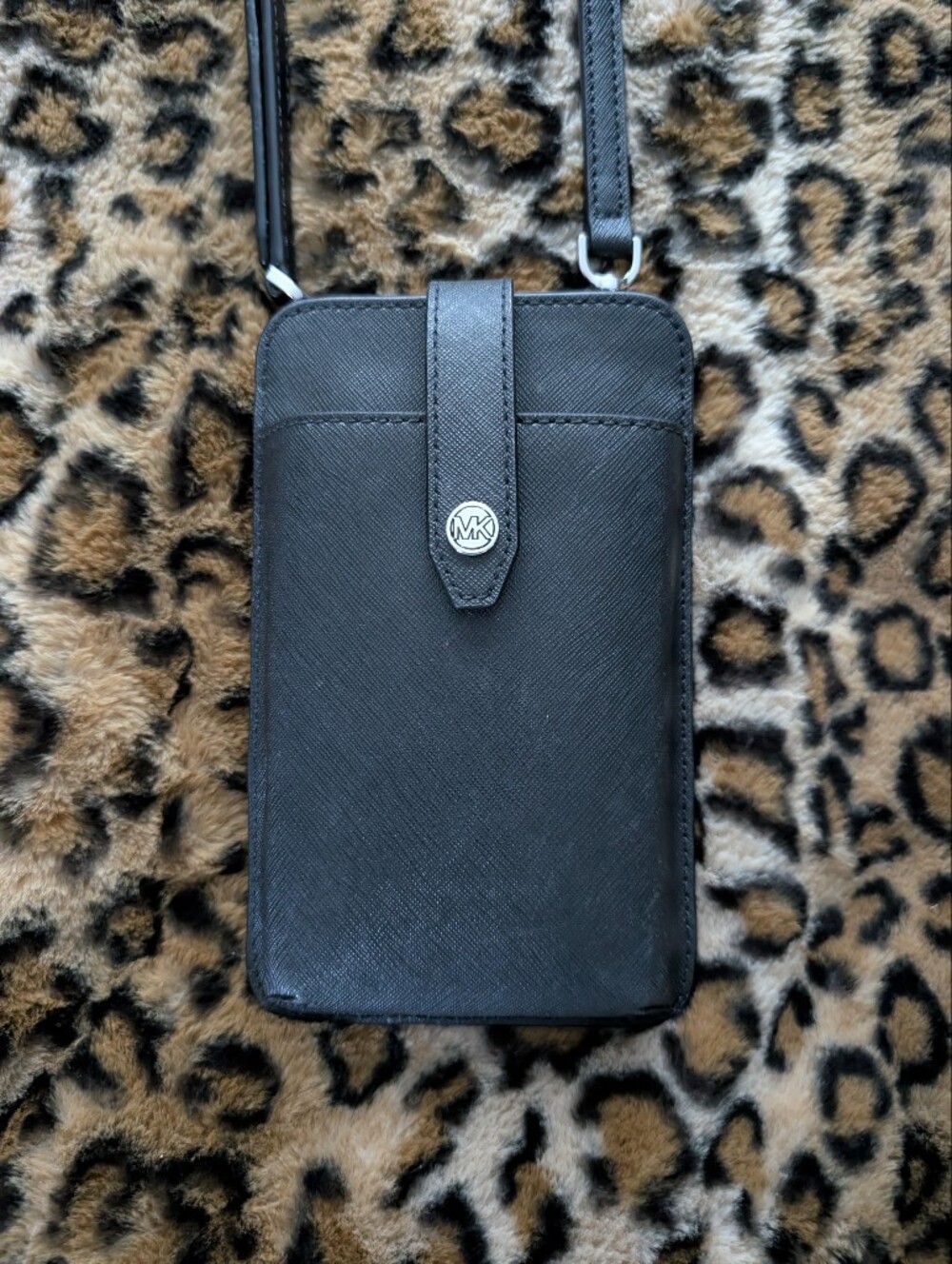 Michael Kors Black Saffiano Leather Men's Wallet Phone Case with MK Snap